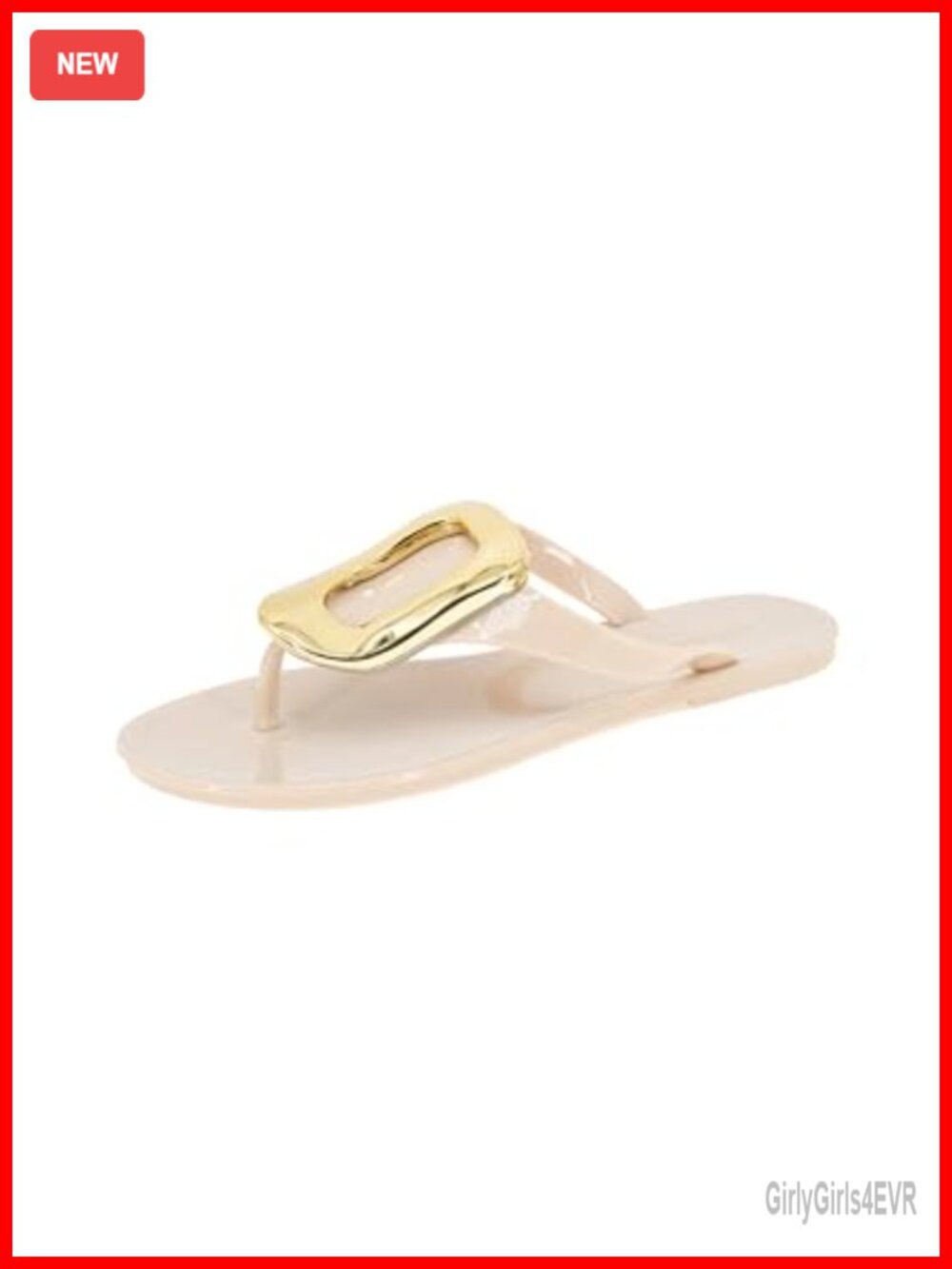 Women's PVC Jelly Flip Flop Sandals Slip-On Casual Flat Round Toe